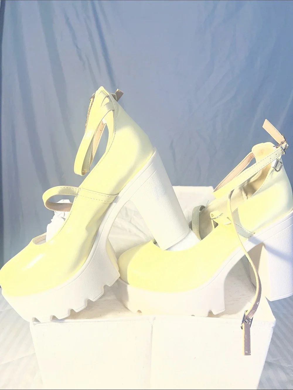 SHEIN Pale Yellow Platform Mary Jane Heels